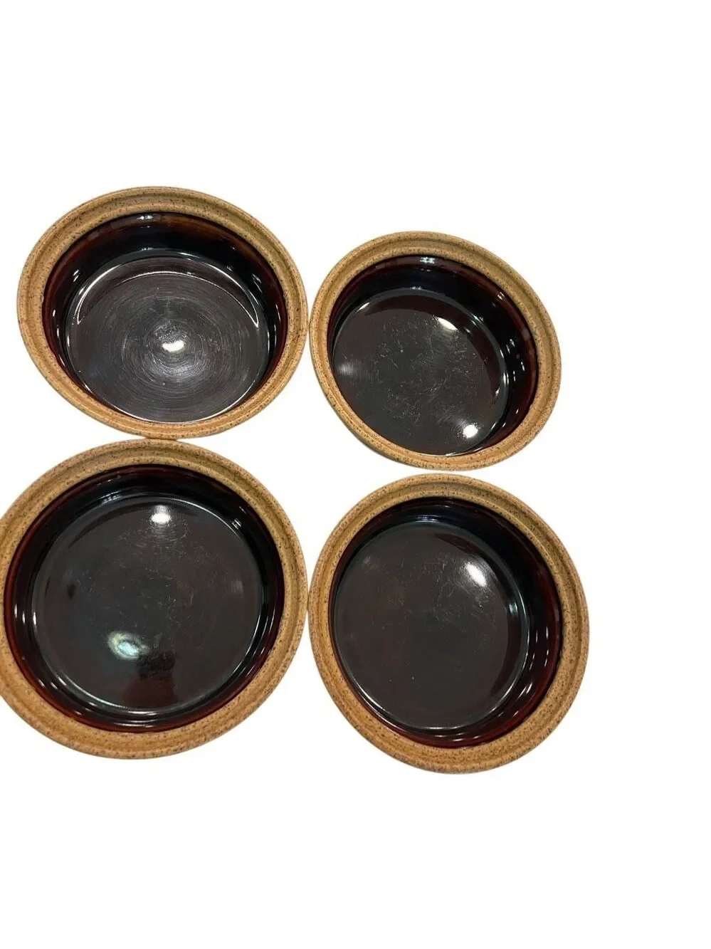 Set of 4 Mikasa Le Buffet Potter's Secret G1010 Japan Oval Serving Bowls Brown